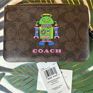 🤖 Cosmic Coach Robot Corner Zip Wristlet NWT